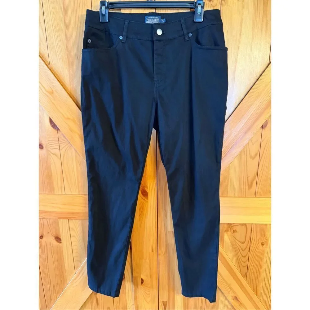 Vintage Pendleton Women’s Black Denim Tapered Jeans Size 12P (6739)